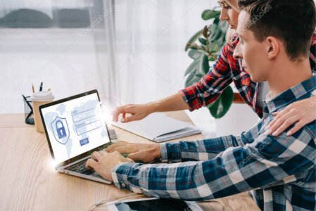 Illustration of a software developer working at a computer